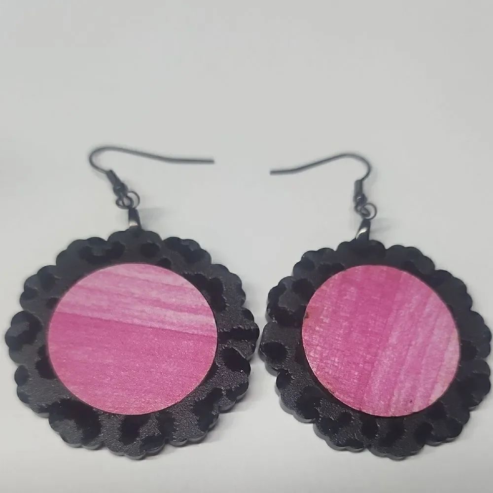 Elegant Pink and Black Earrings